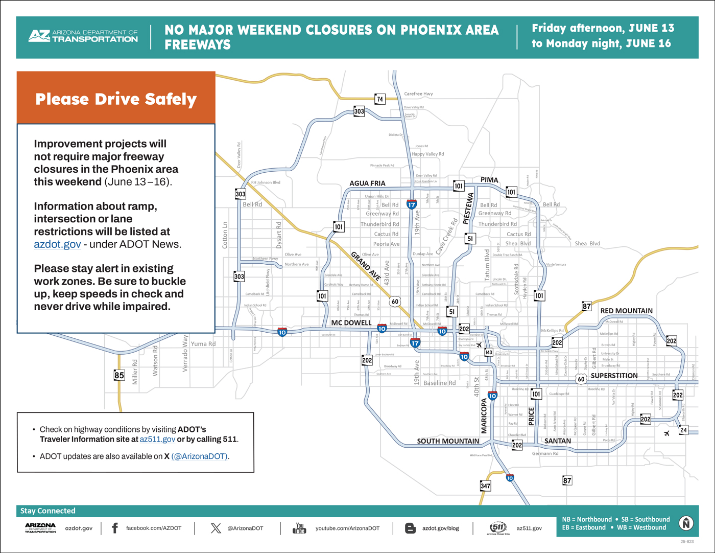 ADOT Weekend Freeway Travel Advisory Map