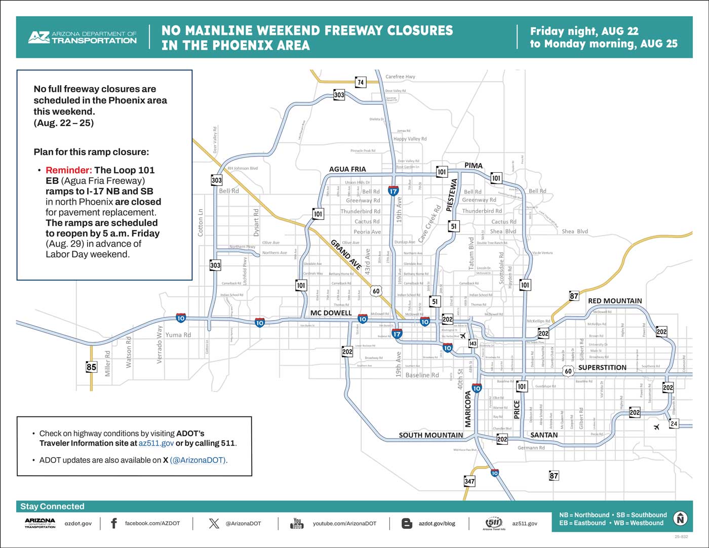 ADOT Weekend Freeway Travel Advisory Map