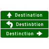 Circular Intersection Destination (Three Directions) sign
