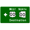 Directional - Cardinal Direction(s) / Route Shield(s) / 1 Destination / Arrow sign