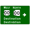 Directional - Cardinal Direction(s) / Route Shield(s) / 2 Destinations / Arrow sign