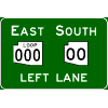 Overhead Directional - Route Shield(s) With One Cardinal Direction (No Destination) / Left Lane sign