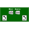 Combination Lane Use & Destination - Cardinal Direction(s) / Route Shield(s) (No Destination) / Lane Use sign