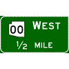 Advance Guide - (Optional Cardinal Direction{s}) + Route Shield(s) / Distance (No Destinations) sign