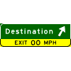Exit Direction - 1 Line + Diagonal Arrow / Exit Advisory Speed sign