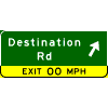 Exit Direction - 2 Lines + Diagonal Arrow / Exit Advisory Speed sign