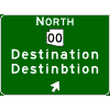Exit Direction - Cardinal Direction(s) / Route Shield(s) / 2 Destinations / Exit Arrow(s) sign