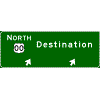 Exit Direction - (Cardinal Direction / Route Shield) + 1 Destination / Exit Arrow(s) sign