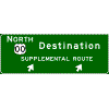 Exit Direction - (Cardinal Direction / Route Shield) + 1 Destination / Supplemental Route / Exit Arrow(s) sign