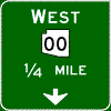 Pull-Through - Cardinal Direction(s) / Route Shield(s) (No Destinations) / Distance / Down Arrow(s) sign