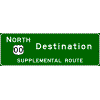 Pull-Through - (Cardinal Direction / Route Shield) + 1 Destination / Supplemental Route sign