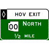 HOV Advance Guide - (Optional Cardinal Direction{s}) + Route Shield(s) / Distance (No Destinations) sign