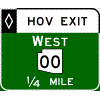 HOV Advance Guide - Cardinal Direction(s) / Route Shield(s) / Distance (No Destinations) sign