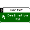 HOV Exit Direction - 2 Line Destination + Diagonal Arrow sign
