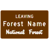 Leaving National Forest sign