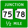 Junction (Distance) (2 routes) sign