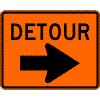 DETOUR (with arrow) sign