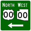 Combination Route Assembly (Two Routes, Two Cardinal Directions) sign