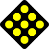 Type 1 Object Marker (yellow on black) sign