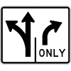 Intersection Lane Control (2 Lane) (Left-Straight / Right) Sign
