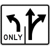 Intersection Lane Control (2 Lane) (Left / Straight-Right) Sign