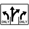 Intersection Lane Control (3 Lane) (Left / Straight-Right / Right) Sign