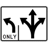 Intersection Lane Control (2 Lane) (Left / Left-Straight-Right) Sign