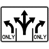 Intersection Lane Control (3 Lane) (Left / Left-Straight-Right / Right) Sign