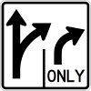Intersection Lane Control (2 Lane) (Straight-Right / Right) Sign