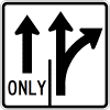 Intersection Lane Control (2 Lane) (Straight / Straight-Right) Sign