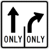 Intersection Lane Control (2 Lane) (Straight / Right) Sign