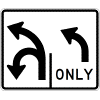 Intersection Lane Control (2 Lane) (U-Left / Left) Sign