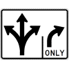 Intersection Lane Control (2 Lane) (Left-Straight-Right / Right) Sign