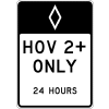 HOV 2+ 24 Hours Sign