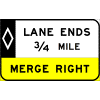 HOV Lane Ends (Distance) Merge Right Sign