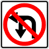 No Left Or U Turn Sign