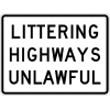Littering Highways Unlawful Sign