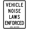 Vehicle Noise Laws Enforced Sign