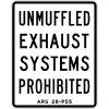 Unmuffled Exhaust Systems Prohibited Sign