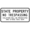 State Property No Trespassing Sign