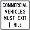 Commercial Vehicles Must Exit One Mile