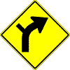 Horizontal Alignment / Intersection - Curve With Minor Road Angle To Outside sign
