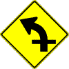 Horizontal Alignment / Intersection - Curve With Perpendicular Crossroad sign