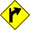 Horizontal Alignment / Intersection - Curve With Minor Road Straight Departure sign