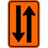 Opposing Traffic Lane Divider sign
