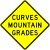 Curves Mountain Grades sign