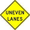 Uneven Lanes sign