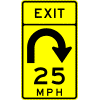 Combination Horizontal Alignment / Exit Advisory Speed (180 Deg Arrow) sign