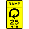 Combination Horizontal Alignment / Ramp Advisory Speed (270 Deg Arrow) sign