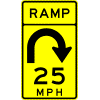 Combination Horizontal Alignment / Ramp Advisory Speed (180 Deg Arrow) sign